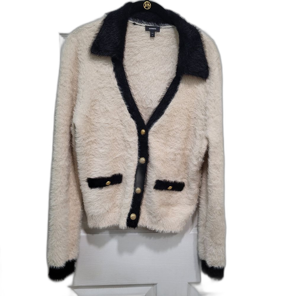 Chic Cream and Black Women's Jacket